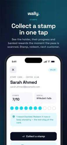 Wally Scan app: collect a stamp in one tap