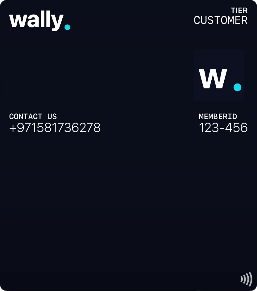 Wally branded membership card in Apple Wallet